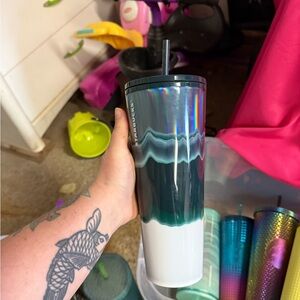 Starbucks Iridescent Green and White Tumbler